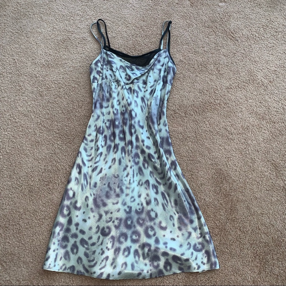 vintage cheetah silk dress/slip Y2K